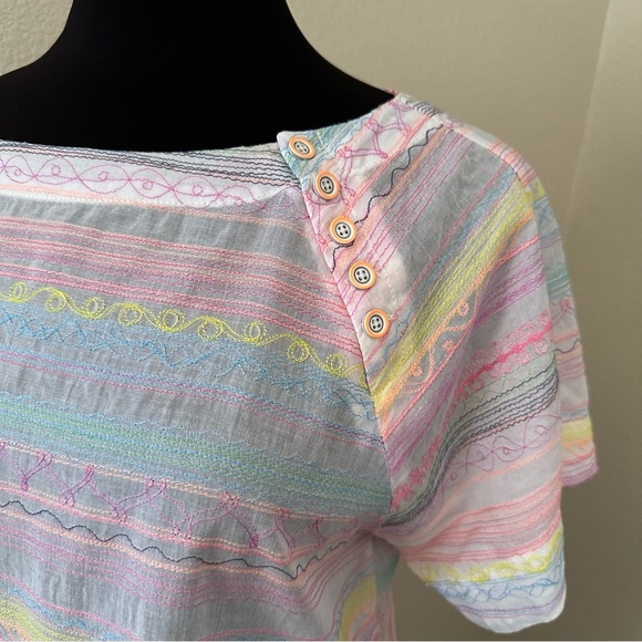 Anthropologie Letty Embroidered Babydoll Relaxed Semi sheer Blouse Size XS - Picture 6 of 15